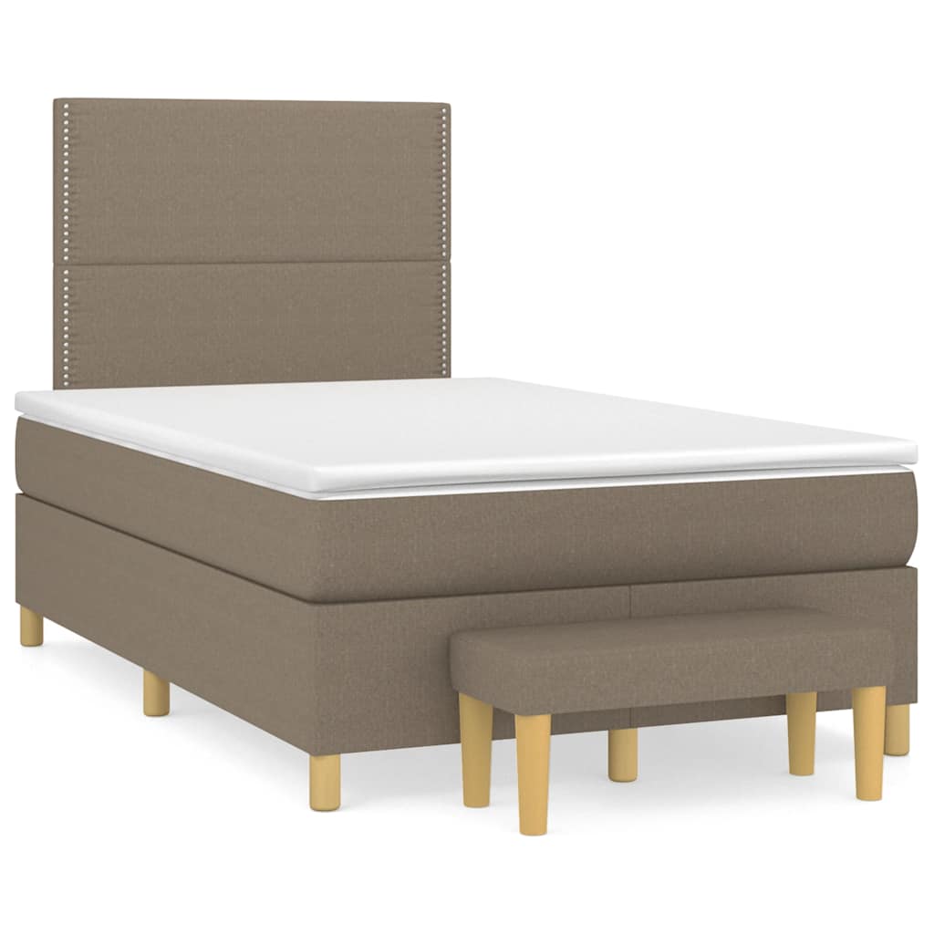 Cama boxspring c/ colchão 120x190cm tecido castanho-acinzentado