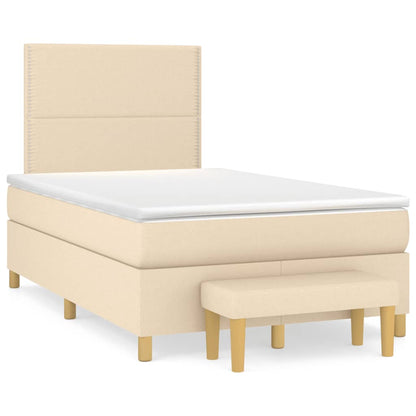 Cama boxspring com colchão 120x190 cm tecido cor creme