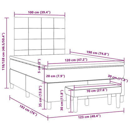 Cama boxspring c/ colchão 120x190cm tecido castanho-acinzentado