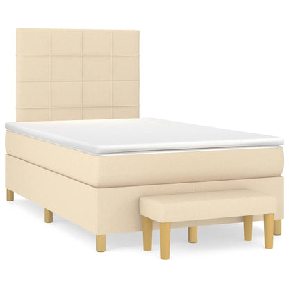 Cama boxspring com colchão 120x190 cm tecido cor creme