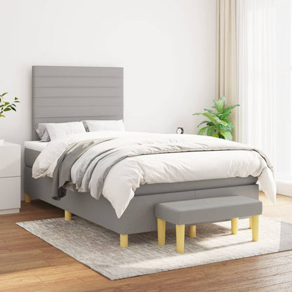 Cama boxspring com colchão 120x190 cm tecido cinzento-claro