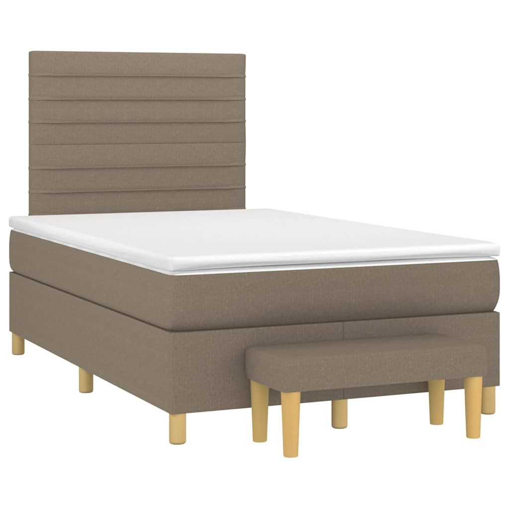 Cama boxspring c/ colchão 120x190cm tecido castanho-acinzentado