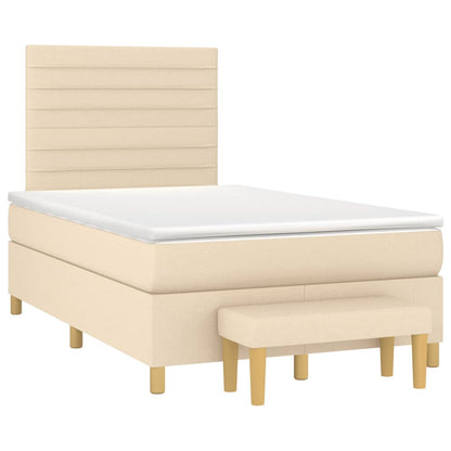 Cama boxspring com colchão 120x190 cm tecido cor creme