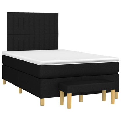 Cama boxspring com colchão 120x190 cm tecido preto