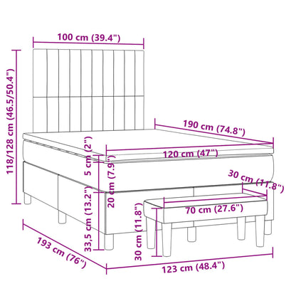 Cama boxspring c/ colchão 120x190cm tecido castanho-acinzentado