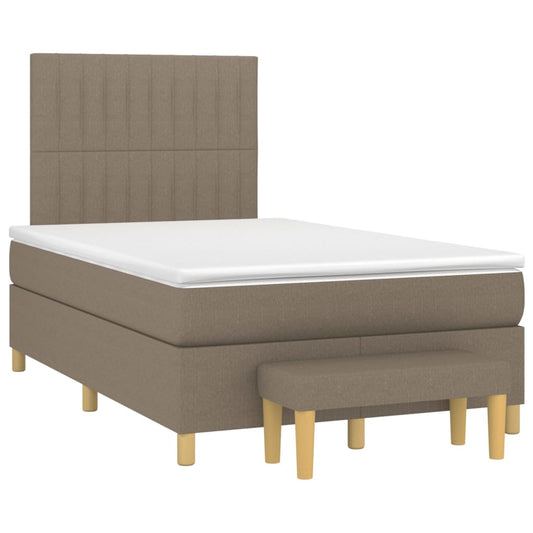 Cama boxspring c/ colchão 120x190cm tecido castanho-acinzentado