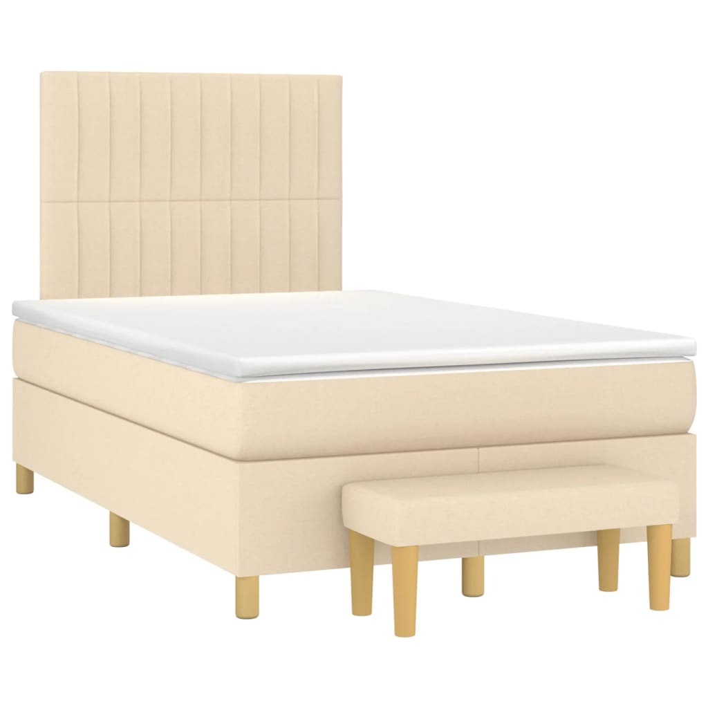 Cama boxspring com colchão 120x190 cm tecido cor creme