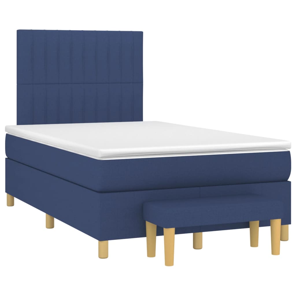 Cama boxspring com colchão 120x190 cm tecido azul