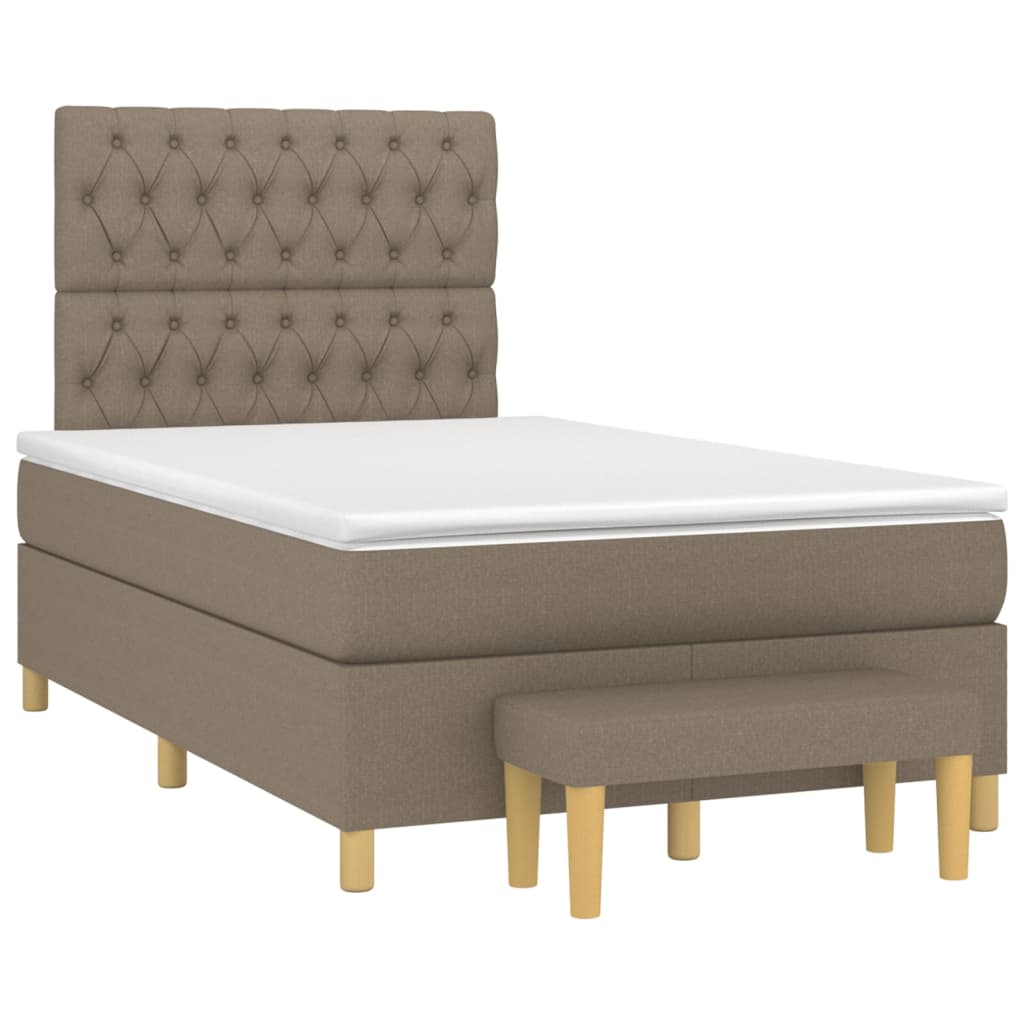 Cama boxspring c/ colchão 120x190cm tecido castanho-acinzentado