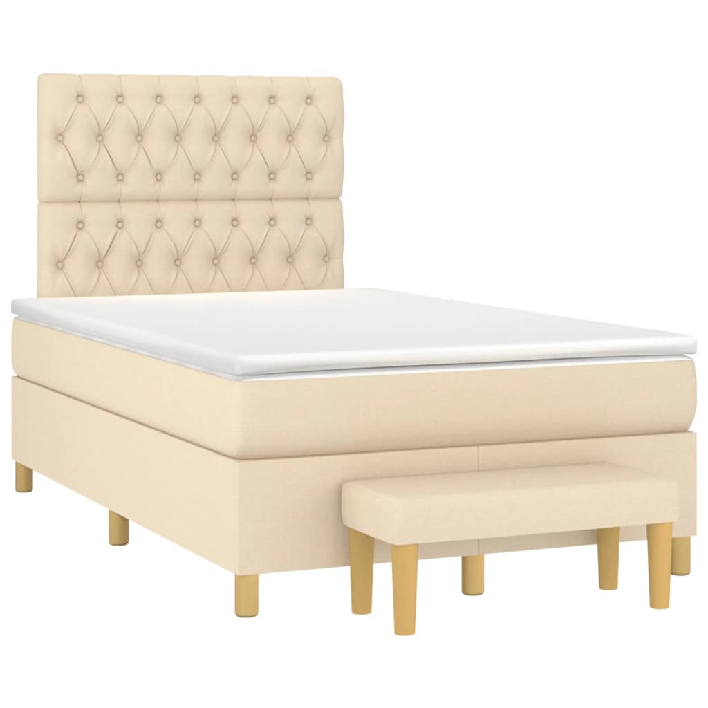 Cama boxspring com colchão 120x190 cm tecido cor creme