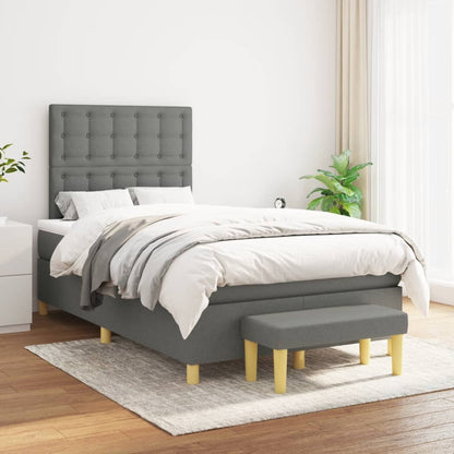 Cama boxspring com colchão 120x190 cm tecido cinzento-escuro