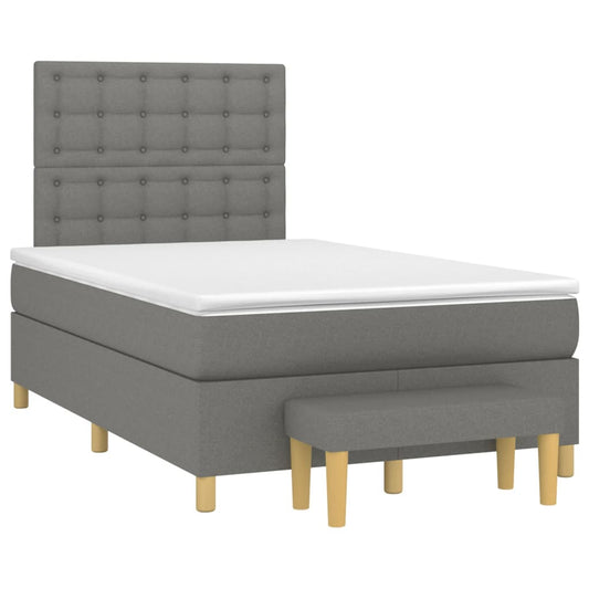 Cama boxspring com colchão 120x190 cm tecido cinzento-escuro