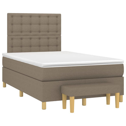 Cama boxspring c/ colchão 120x190cm tecido castanho-acinzentado