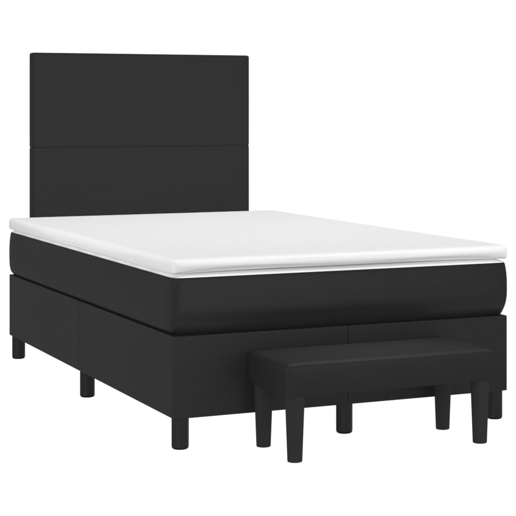 Cama boxspring com colchão 120x190 cm couro artificial preto