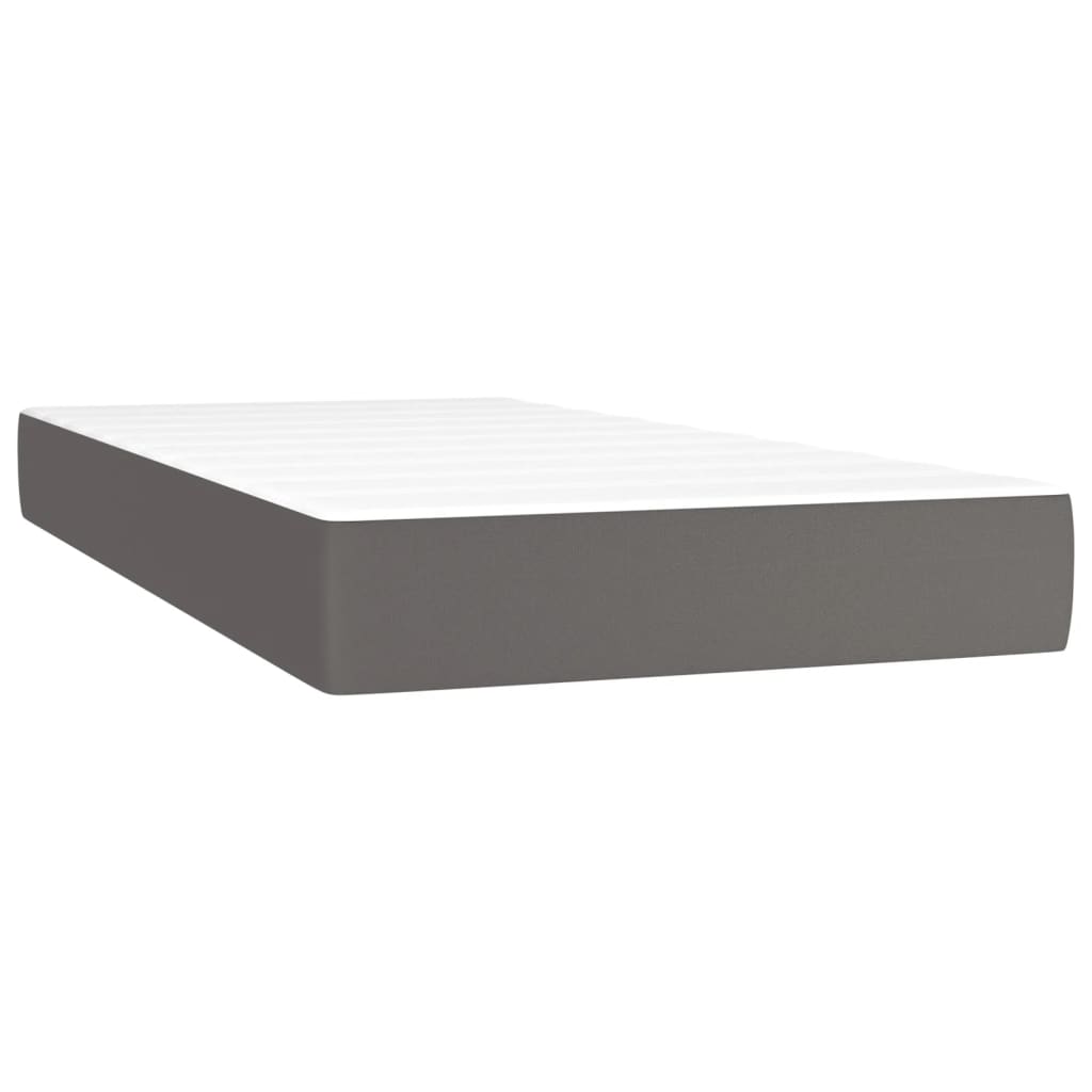 Cama boxspring com colchão 120x190 cm couro artificial cinzento