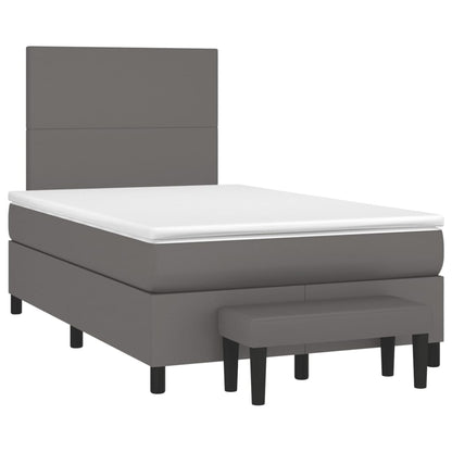 Cama boxspring com colchão 120x190 cm couro artificial cinzento