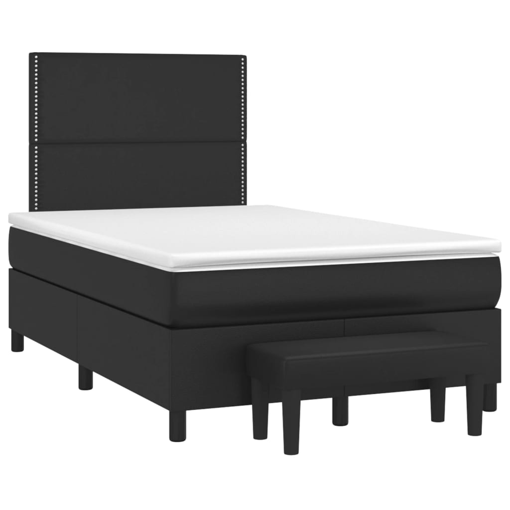 Cama boxspring com colchão 120x190 cm couro artificial preto