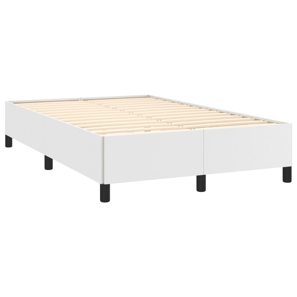 Cama boxspring com colchão 120x190 cm couro artificial branco