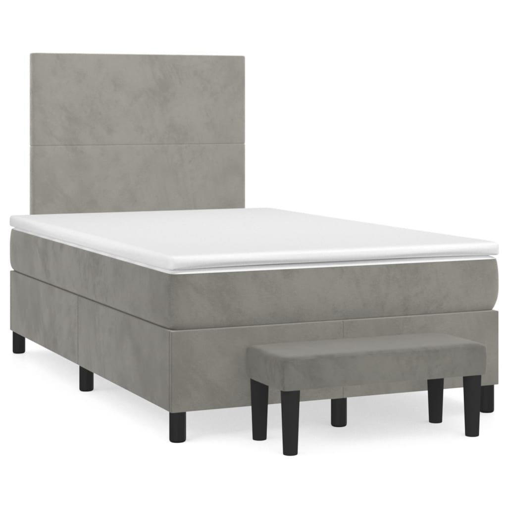 Cama boxspring com colchão 120x190 cm veludo cinzento-claro