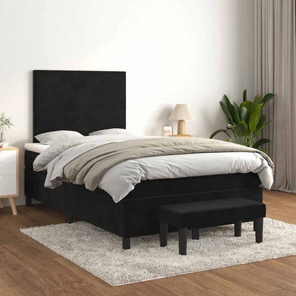 Cama boxspring com colchão 120x190 cm veludo preto