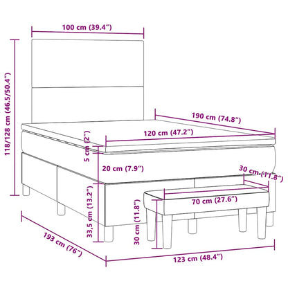 Cama boxspring com colchão 120x190 cm veludo preto