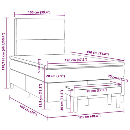 Cama boxspring com colchão 120x190 cm veludo preto