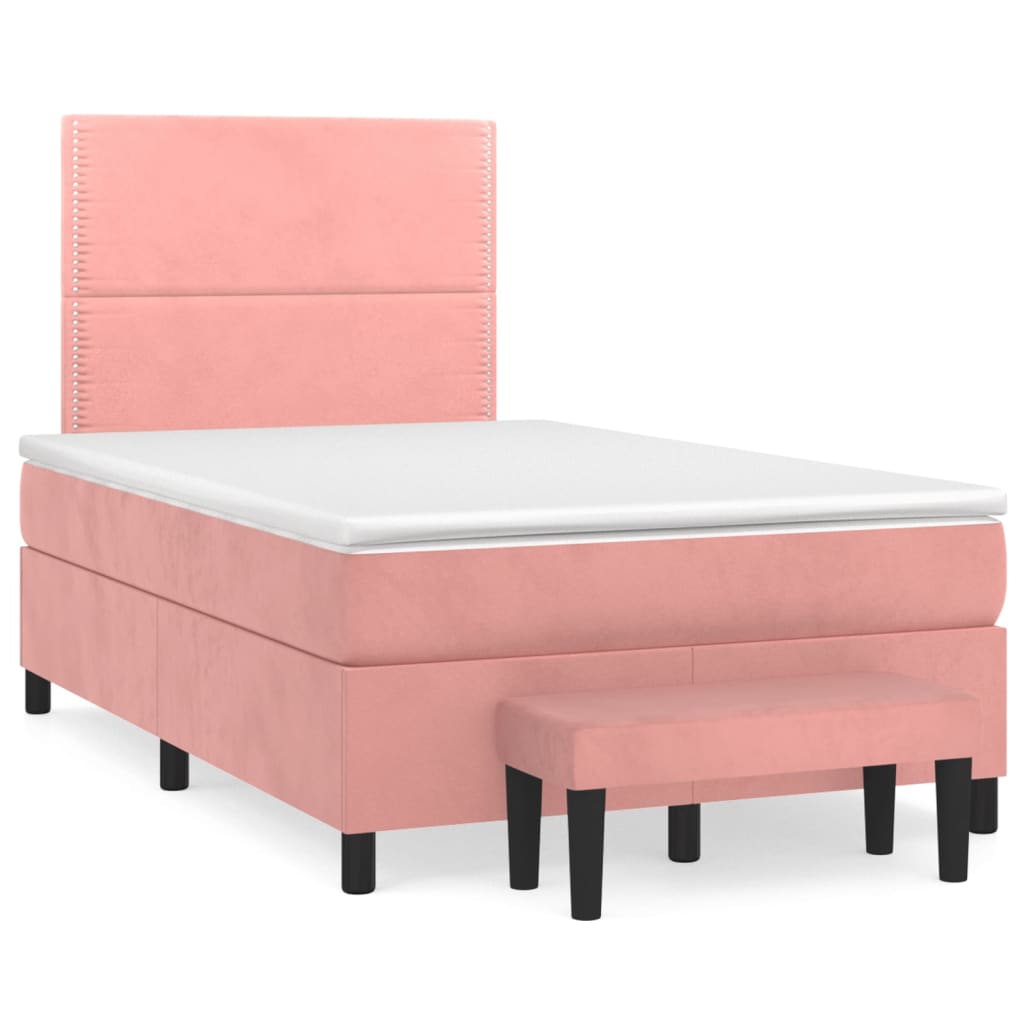 Cama boxspring com colchão 120x190 cm veludo rosa