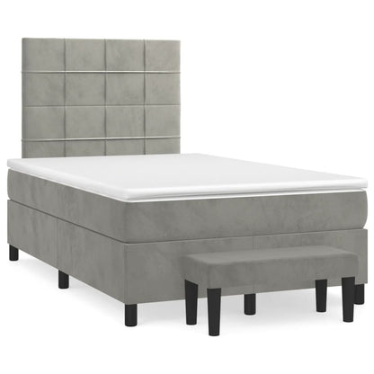 Cama boxspring com colchão 120x190 cm veludo cinzento-claro