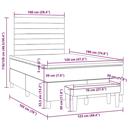 Cama boxspring com colchão 120x190 cm veludo preto