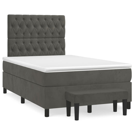 Cama boxspring com colchão 120x190 cm veludo cinzento-escuro