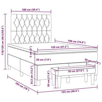 Cama boxspring com colchão 120x190 cm veludo preto