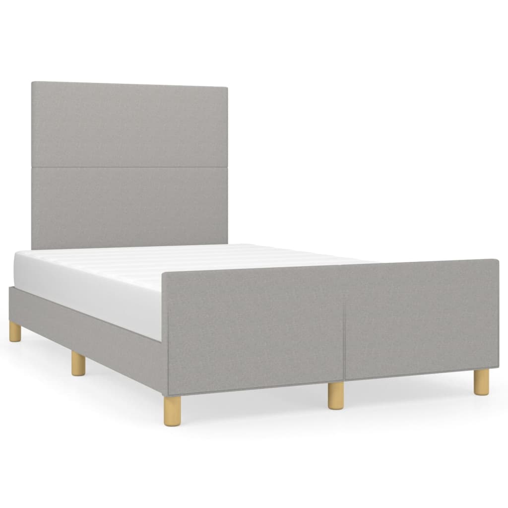 Estrutura de cama com cabeceira 120x190 cm tecido cinza-claro