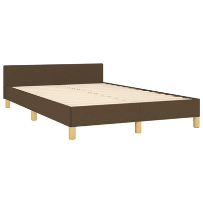 Estrutura de cama c/ cabeceira 120x190cm tecido castanho-escuro