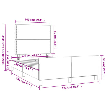 Estrutura de cama com cabeceira 120x190 cm tecido cinza-claro