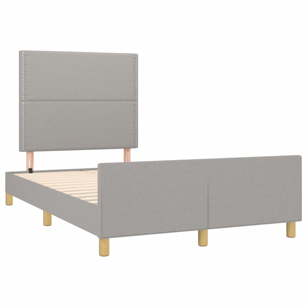 Estrutura de cama com cabeceira 120x190 cm tecido cinza-claro