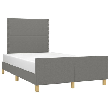 Estrutura de cama com cabeceira 120x190 cm tecido cinza-escuro