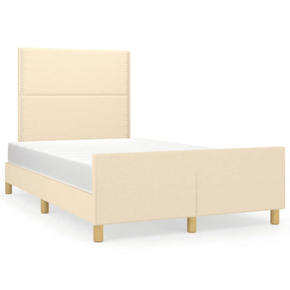 Estrutura de cama com cabeceira 120x190 cm tecido cor creme