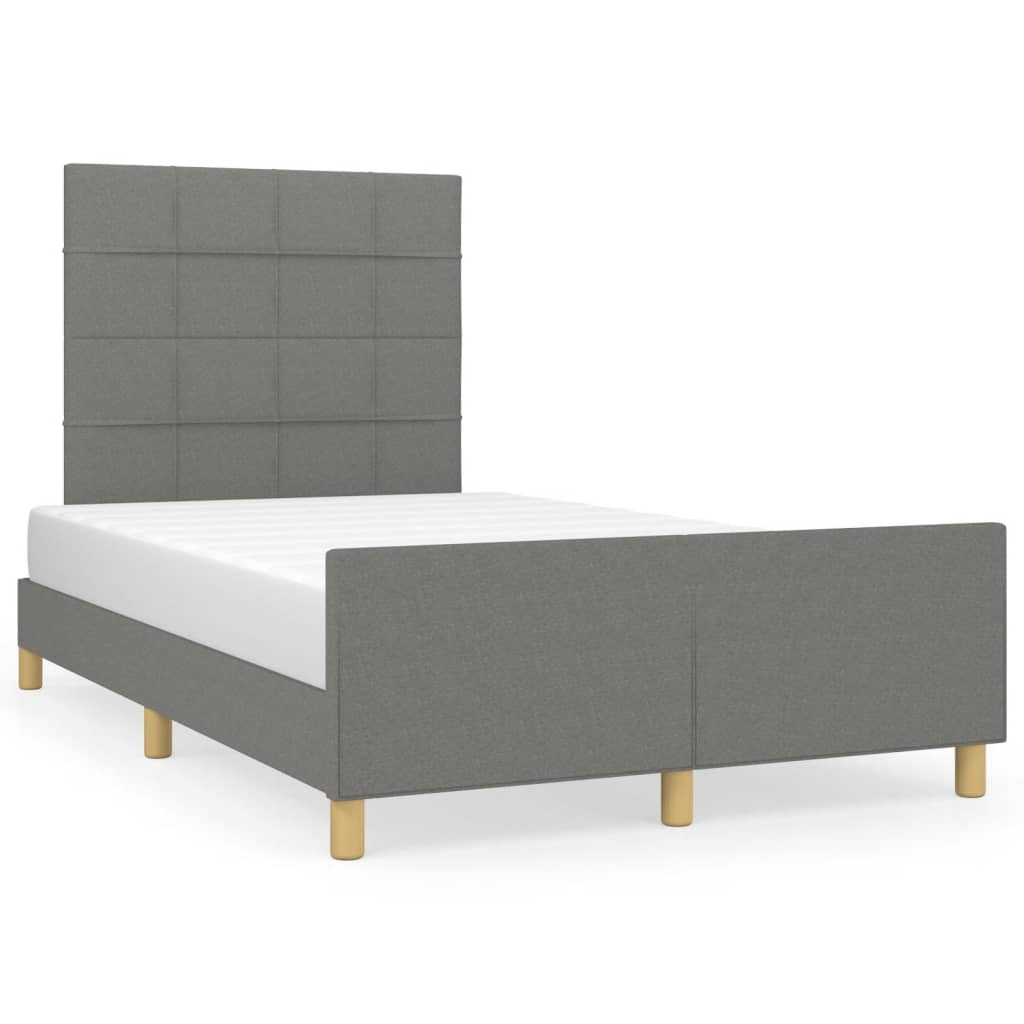 Estrutura de cama com cabeceira 120x190 cm tecido cinza-escuro