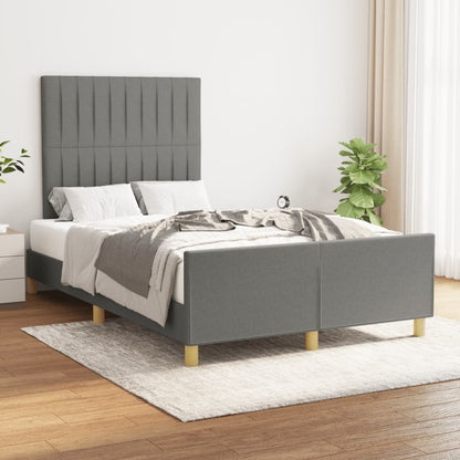 Estrutura de cama com cabeceira 120x190 cm tecido cinza-escuro