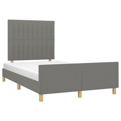 Estrutura de cama com cabeceira 120x190 cm tecido cinza-escuro