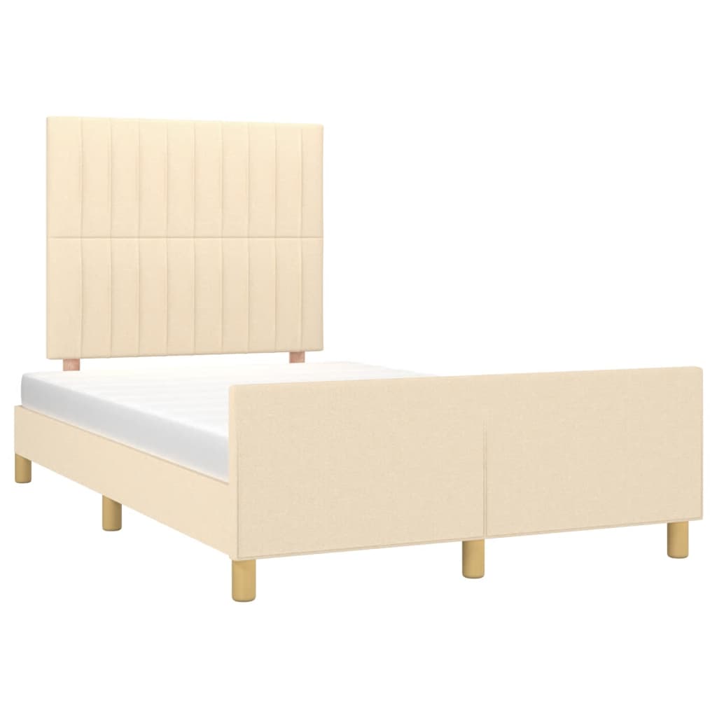 Estrutura de cama com cabeceira 120x190 cm tecido cor creme