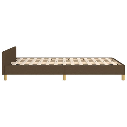 Estrutura de cama c/ cabeceira 120x190cm tecido castanho-escuro