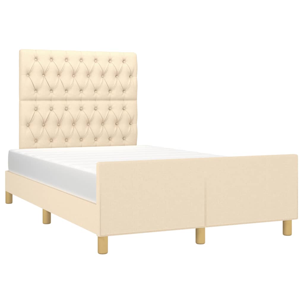 Estrutura de cama com cabeceira 120x190 cm tecido cor creme