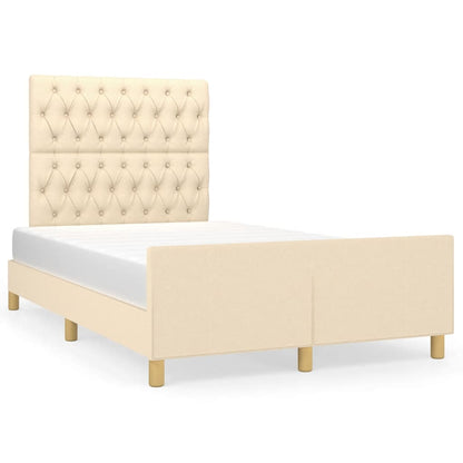 Estrutura de cama com cabeceira 120x190 cm tecido cor creme