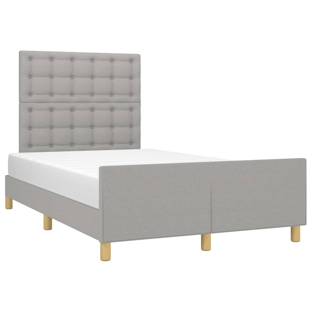 Estrutura de cama com cabeceira 120x190 cm tecido cinza-claro