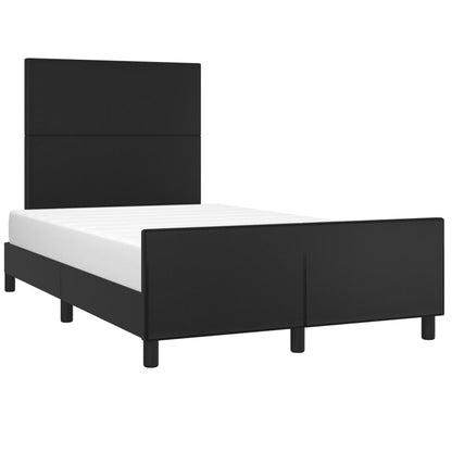 Estrutura de cama c/ cabeceira 120x190cm couro artificial preto