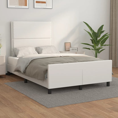 Estrutura cama c/ cabeceira 120x190 cm couro artificial branco