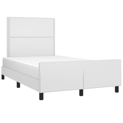 Estrutura cama c/ cabeceira 120x190 cm couro artificial branco