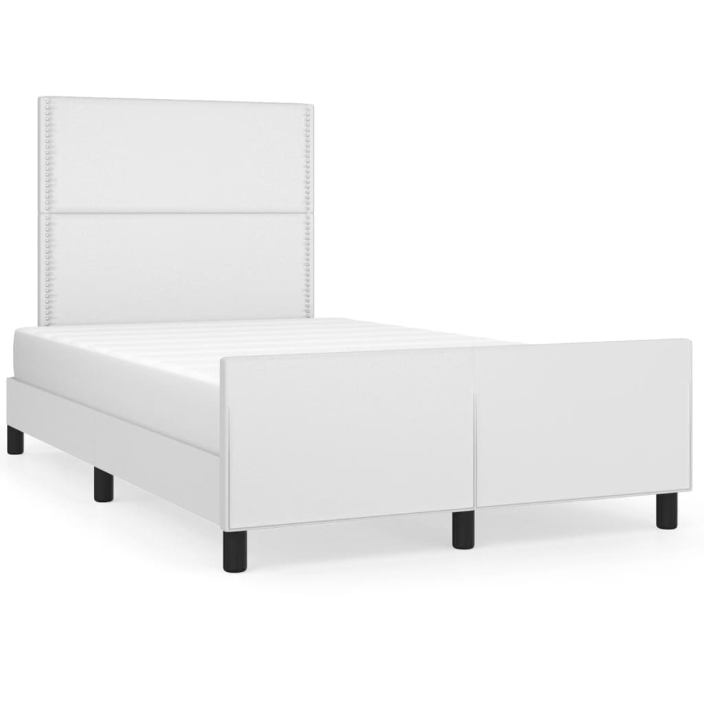 Estrutura cama c/ cabeceira 120x190 cm couro artificial branco