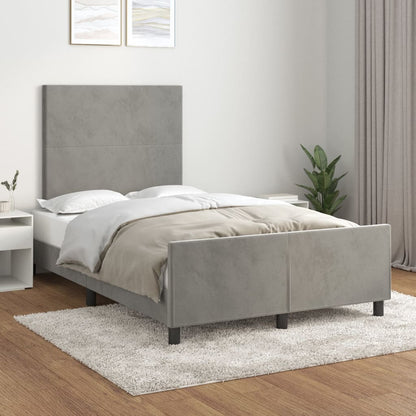 Estrutura de cama c/ cabeceira 120x190 cm veludo cinza-claro